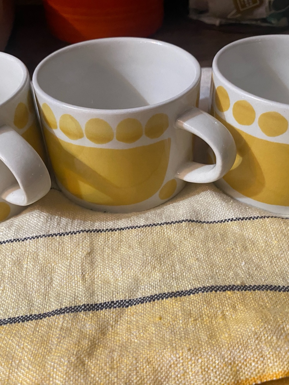 Arabia Finland Coffee Mug  Yellow design Set of 3